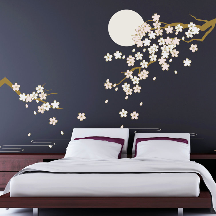 Ebern Designs Cherry Blossom Under Moonlight Wall Decal & Reviews Wayfair