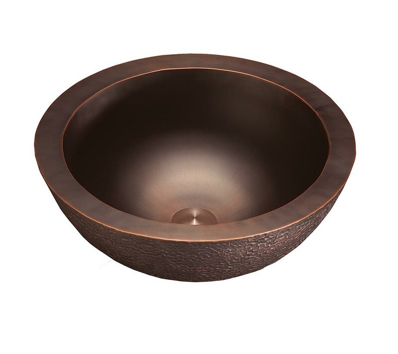 Lenova Above Counter Copper Circular Vessel Bathroom Sink ...