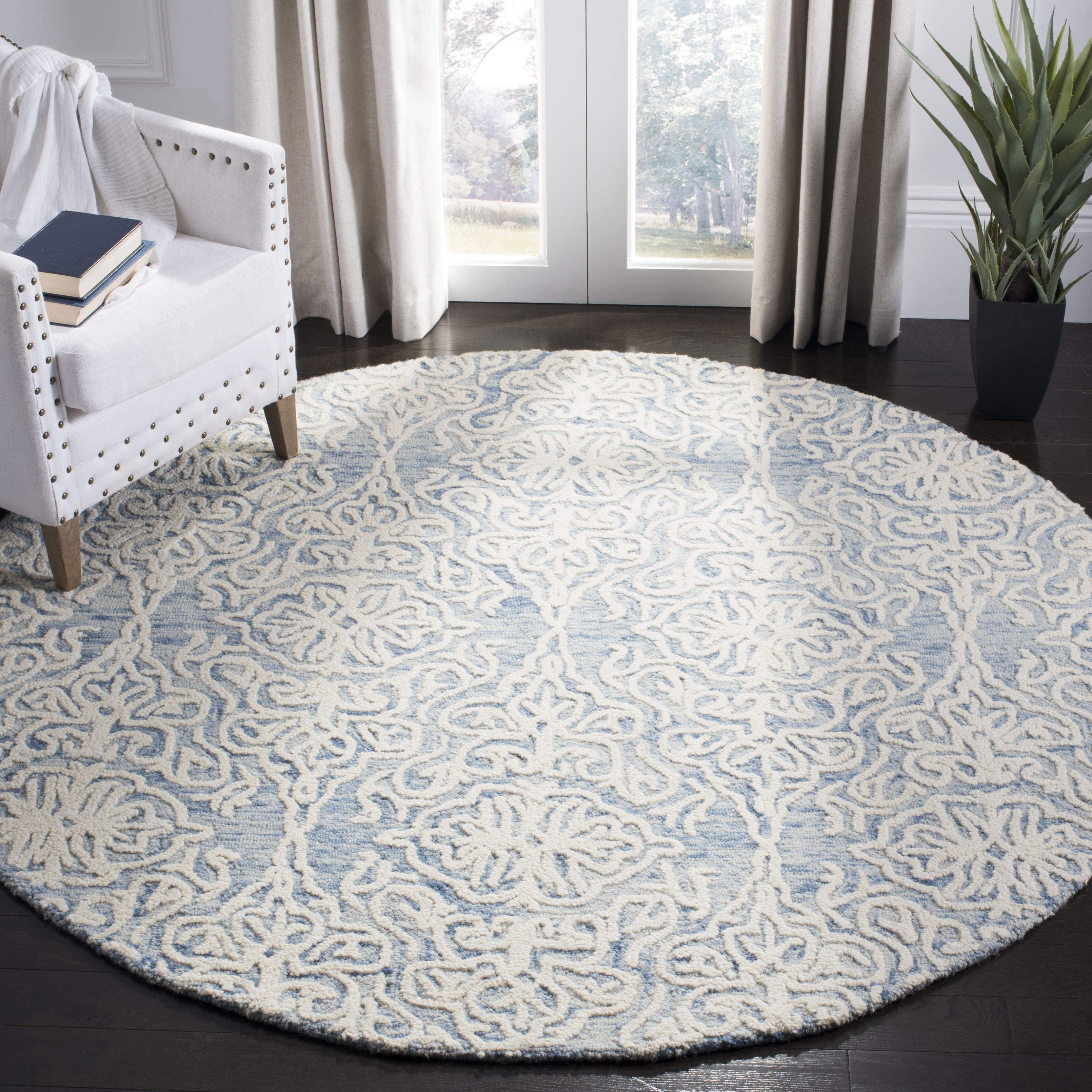 House Of Hampton® Davyan Handmade Tufted Wool Blue Ivory Rug & Reviews 