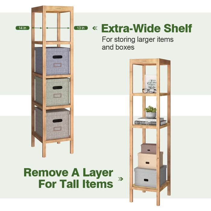 Rebrilliant Bamboo Shelf 5 Tier Multi Function Utility Storage