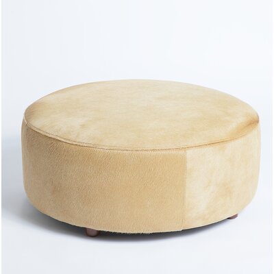 Cobden Leather Pouf Foundry Select Upholstery Beige