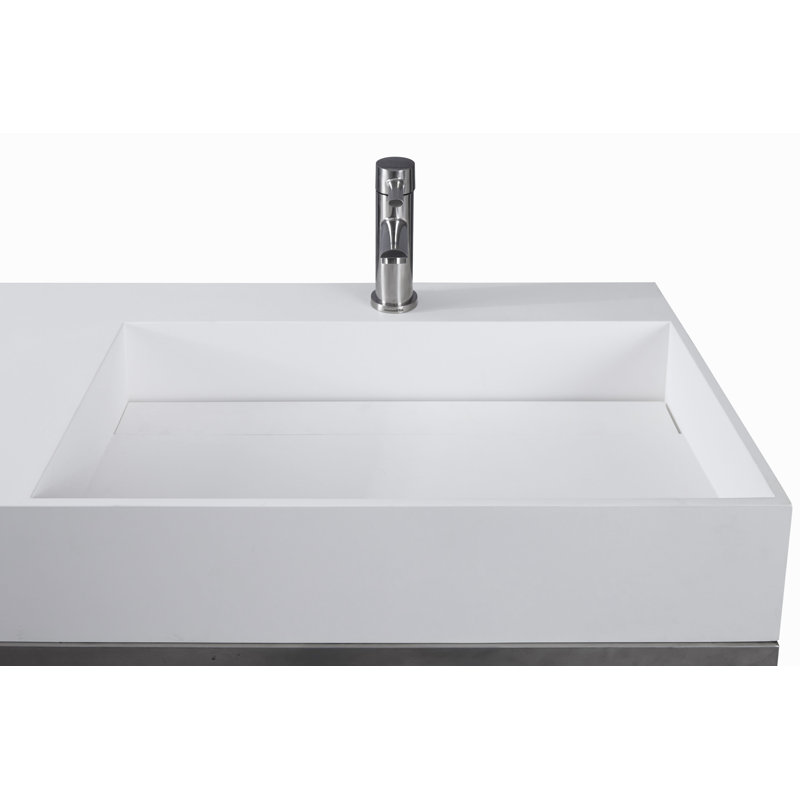 Orren Ellis Boyter Stone 35" Rectangular Wall Mount Bathroom Sink
