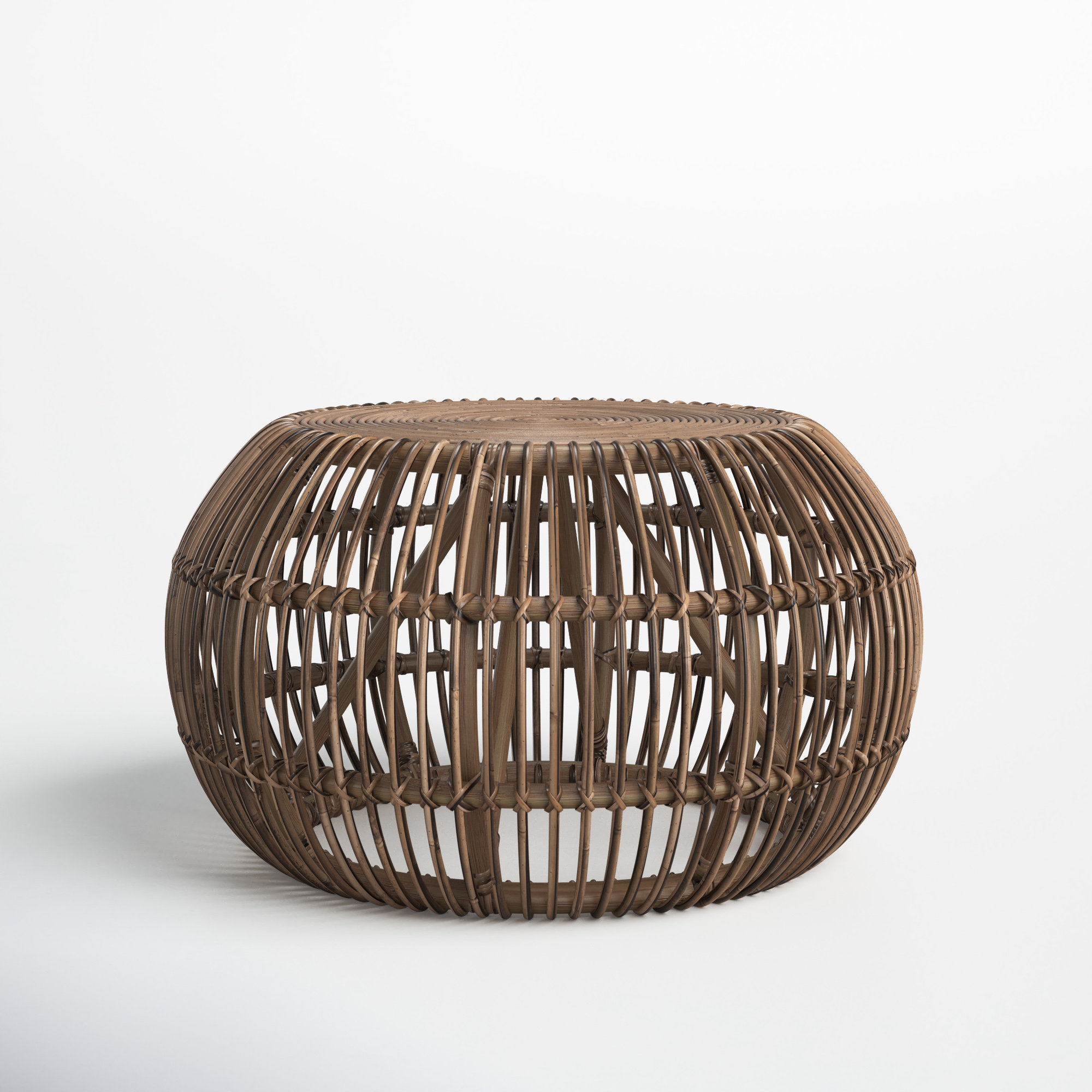 Joss & Main Ava Rattan/Wicker Drum Coffee Table & Reviews Wayfair