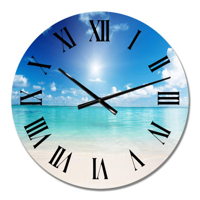 Sand And Blue Caribbean Sea - Nautical & Coastal wall clock