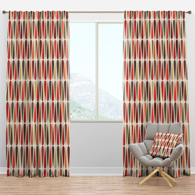 Retro Abstract Drops V - Mid-Century Curtain - Velvet Room darkening - 1 panel