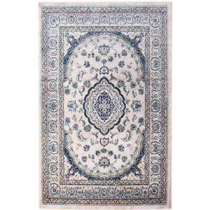 Rosie Traditional Medallion Distressed Ivory/Blue Area Rug