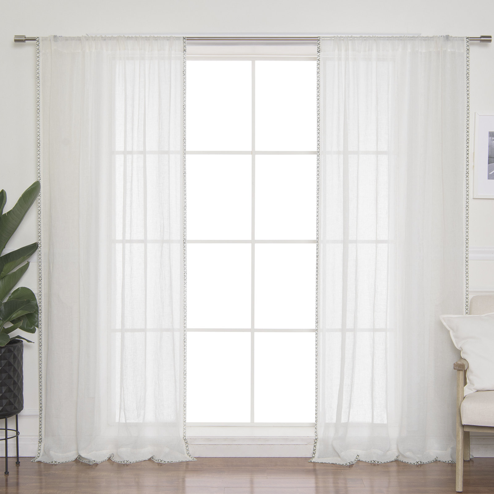 Best Home Fashion Inc Criss Cross French Linen Voile Solid Room