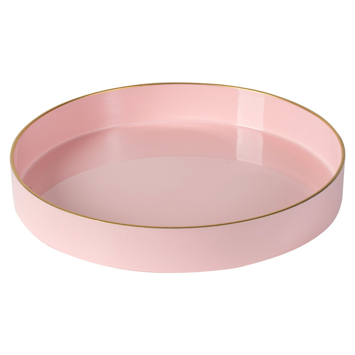 Mercer41 Shelly 10 Width Round Decorative Tray Blush Pink Gold
