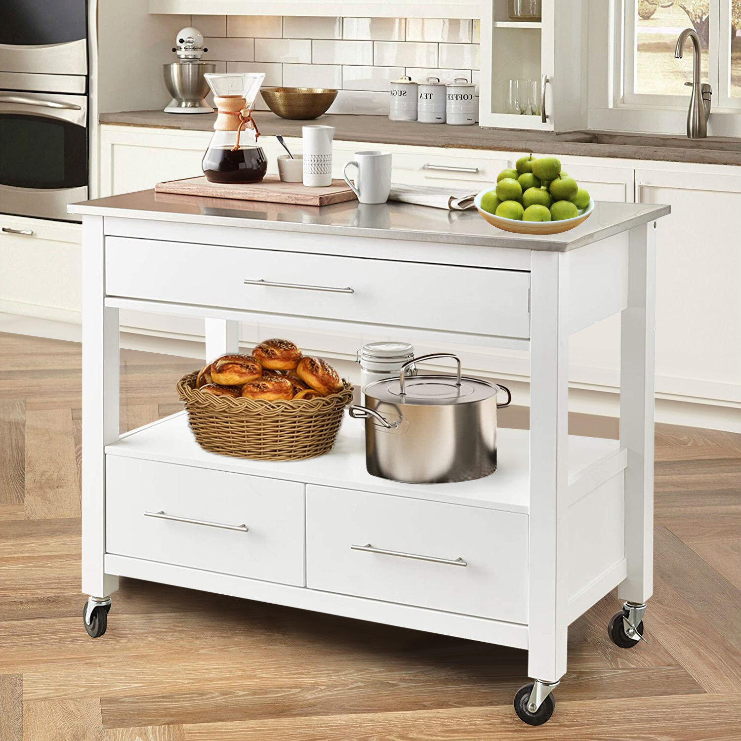 Red Barrel Studio® 43.4'' Wide Rolling Kitchen Island 