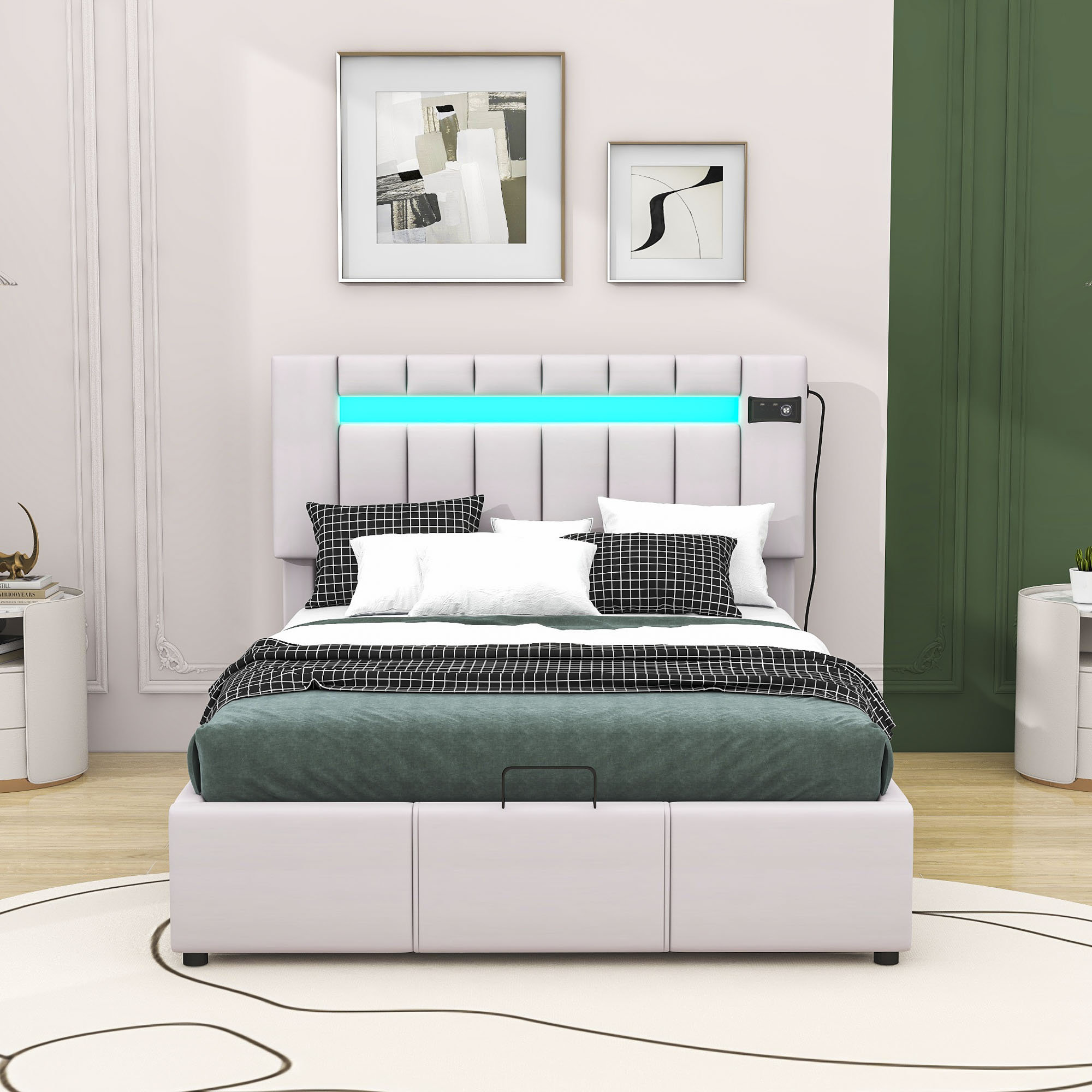 Ivy Bronx Burlene Upholstered Bed with LED light Headboard | Wayfair