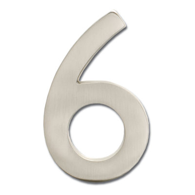 4 in Flush Mount House Number Architectural Mailboxes Color Satin Nickel Number Six