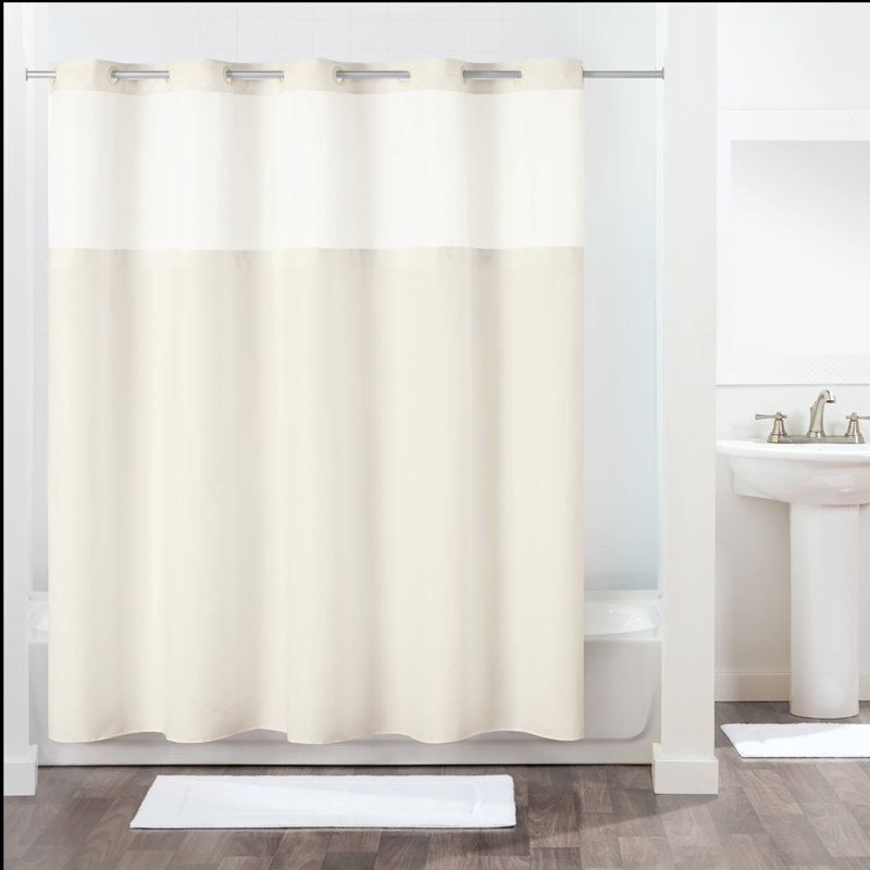 Hookless Antigo Plain Weave Shower Curtain With Fabric Liner
