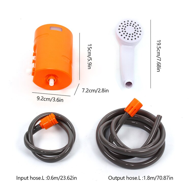 Loin Camping Shower Portable Travel Shower Outdoor Rechargeable Battery Showerhead Hose Water Pump for Bike Car Washing Pet Cleaning Plants Watering