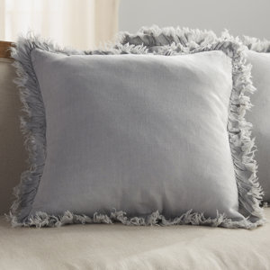 Ruffled Linen Throw Pillow