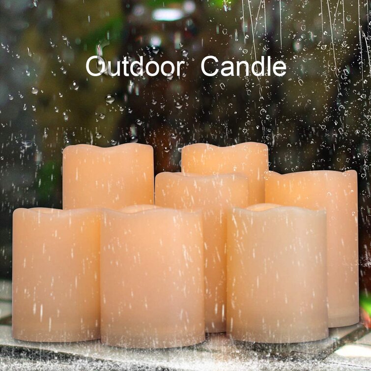 H 4445566 x D 3 Ivory Resin Candles Battery Candles with Remote Timer Waterproof Outdoor Indoor Candles Aignis Flameless Candles Led Candles Set of 7 