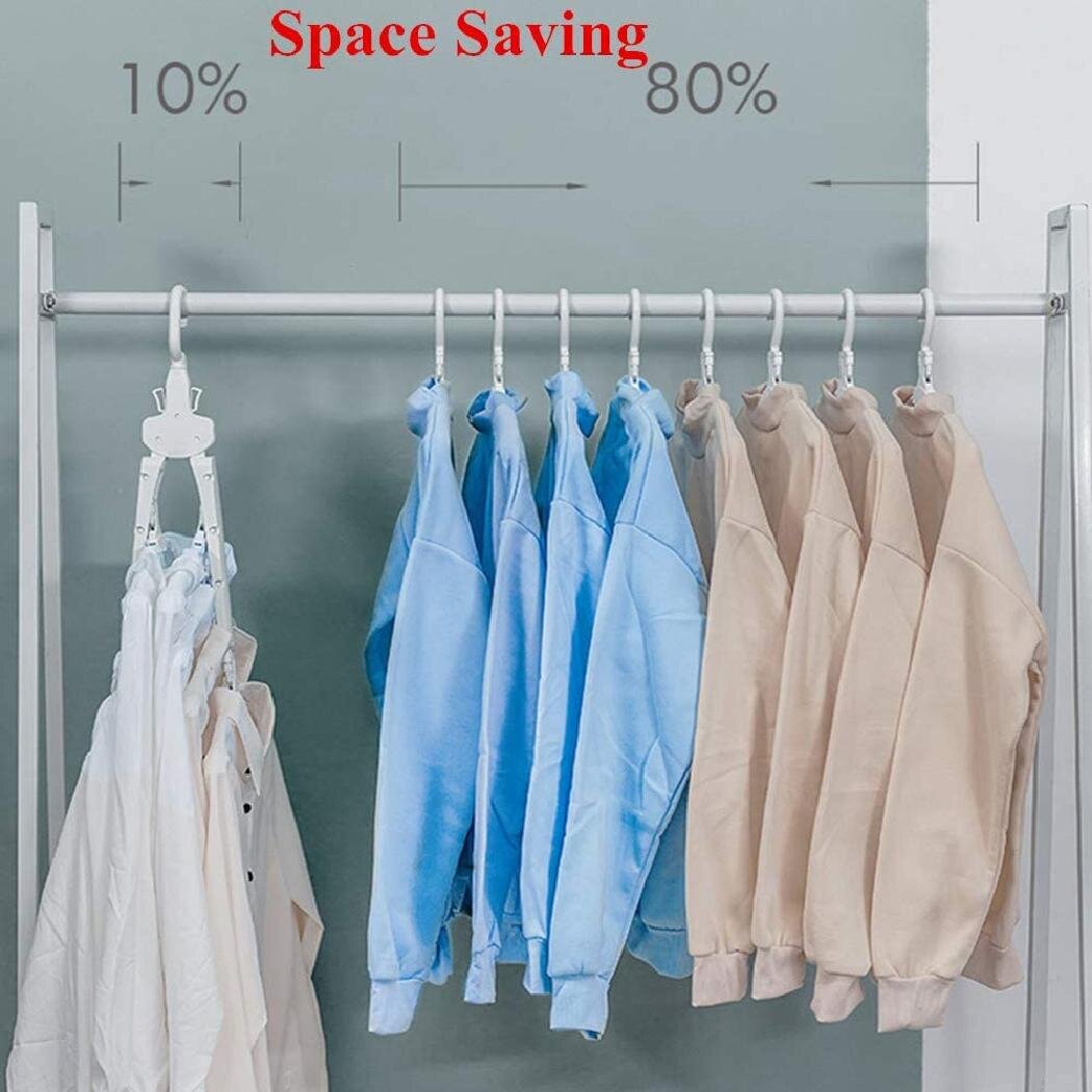 4pcs Wardrobe Space-saving Stack Hanger Multi-function Hook Plastic Hanger 