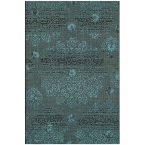 Mahmoud Velvety Black/Turquoise Area Rug