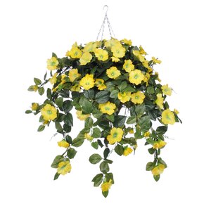 Artificial Petunia Hanging Plant in Square Basket