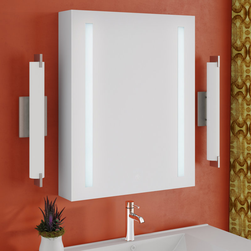 Orren Ellis Dili 24 X 30 Surface Mount Frameless 1 Medicine Cabinet With 3 Adjustable Shelves And Led Lighting Reviews Wayfair