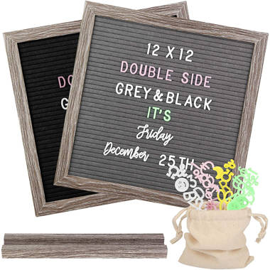 Farmhouse Felt Letterboard with Cursive Words Changeable Letter Boards Include 680 White Plastic Letters Letter Boards Message Board Letter Board,10x10 Inches Word Board Symbols and Oak Frame 