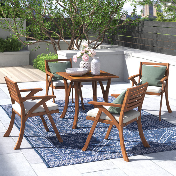 Sean 5 Piece Teak Dining Set With Cushions Reviews Joss Main