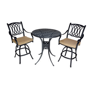 Go to store & view more images Islais 3 Piece Sunbrella Bar Height Dining Set with Cushions by Darby Home Co