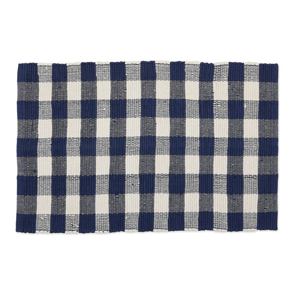 Gracie Oaks Timpson Buffalo Check Rag Cotton Navy Area Rug Reviews Wayfair