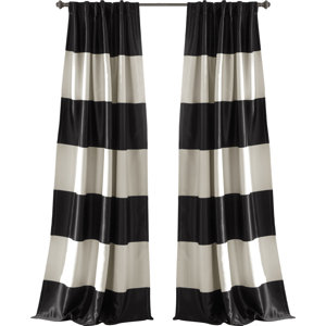 Ine Striped Blackout Thermal Rod Pocket Curtain Panels (Set of 2)