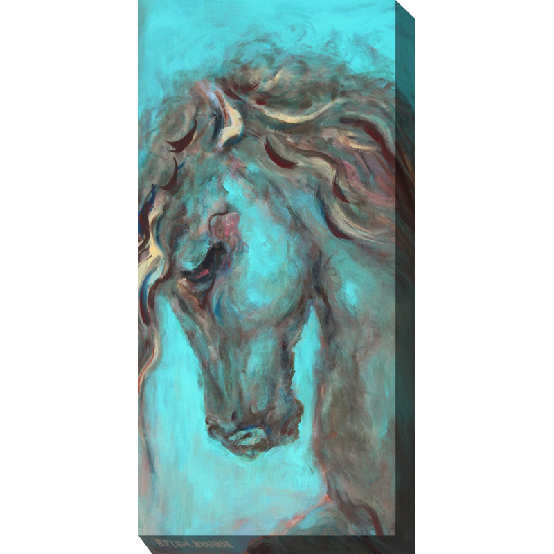 Winston Porter Teal Horse Profile Oil Painting Print On