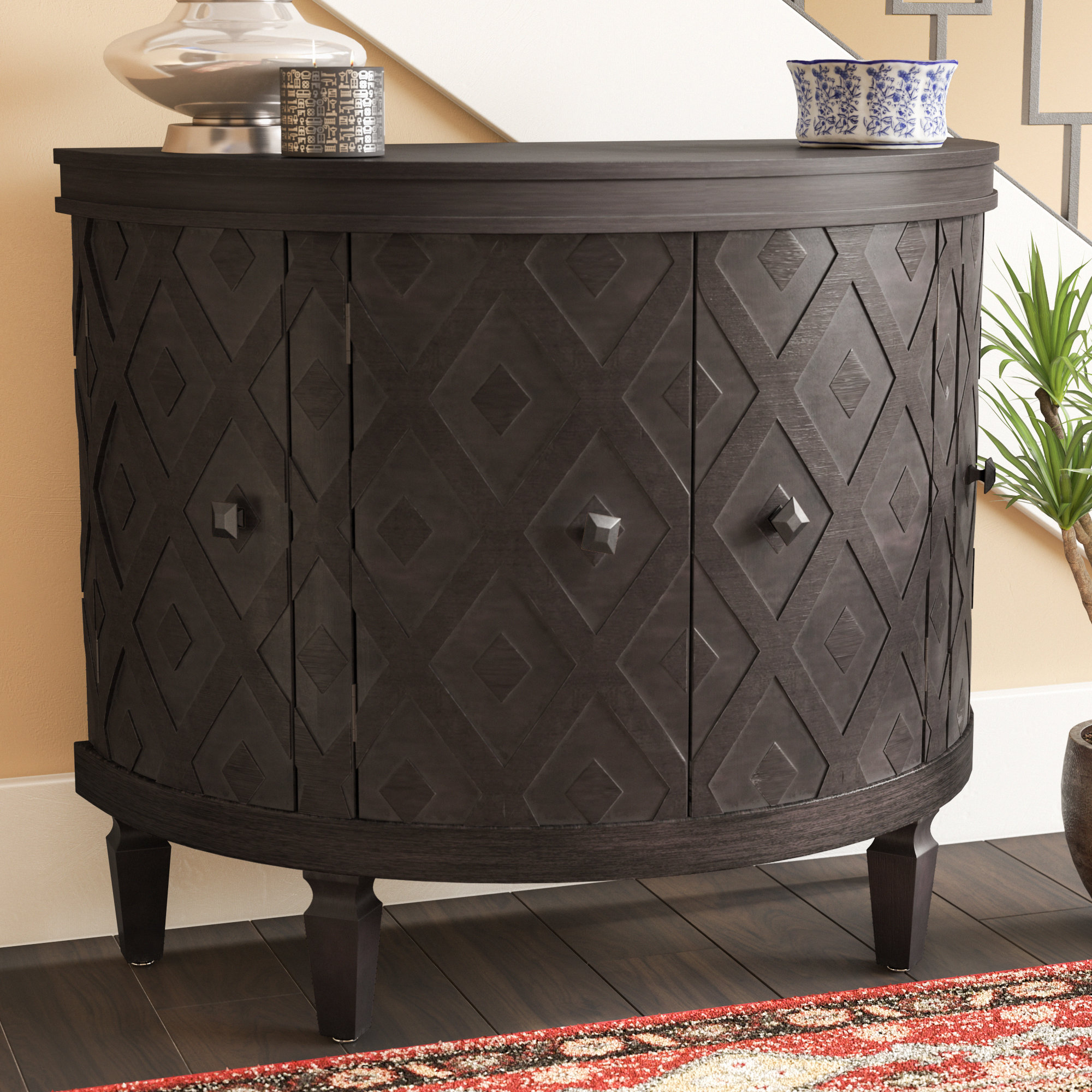 Red Barrel Studio® Nessadiou 32.75'' Tall Solid Wood 4 Door Half