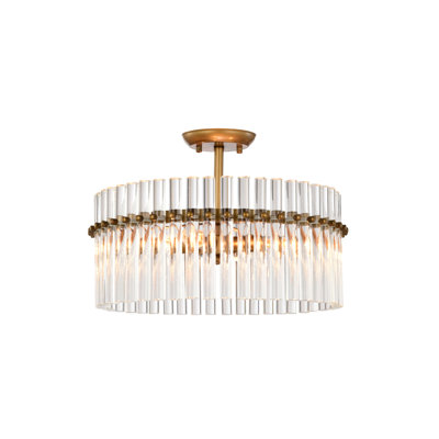 Emmali 4-Light 16.9" Brushed Brass Crystal Flush Mount
