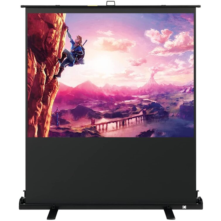 Black PYLE Projector Screen with Stand 100 16:9 HD 4K Portable Lightweight Freestanding Foldable Indoor Outdoor Movie Projection Display with Frame for Home Theater