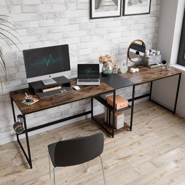 L Shaped Corner Computer Desk 59 X 51 Home Office Desks 3-Piece Corner Laptop Table with Free CPU Stand 2 Sides Switch 