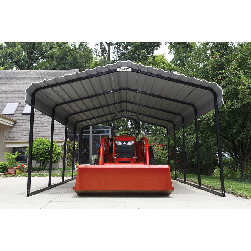 Shelterlogic Steel Carport 12 Ft X 20 Ft Canopy Reviews Wayfair