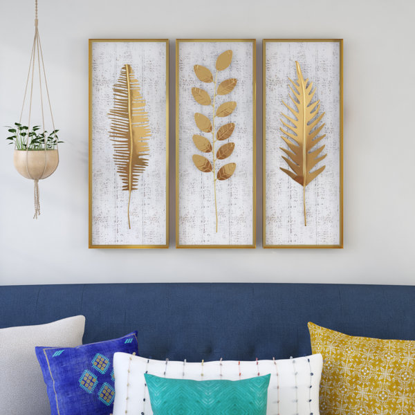 Wall Decor Decorative Metal Hanging Decorative Home Room Bedroom Gold Leave Art 