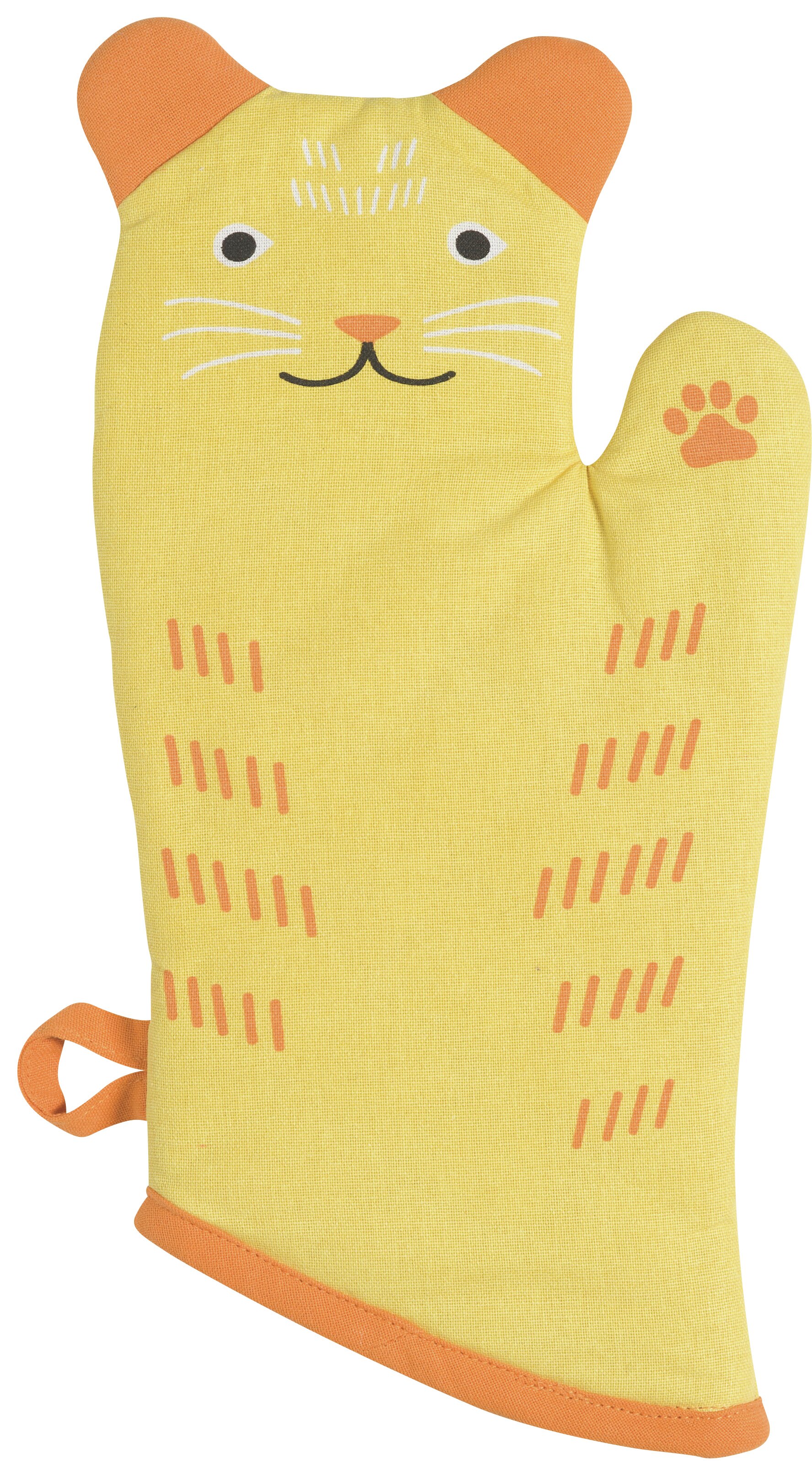 cat with oven mitt