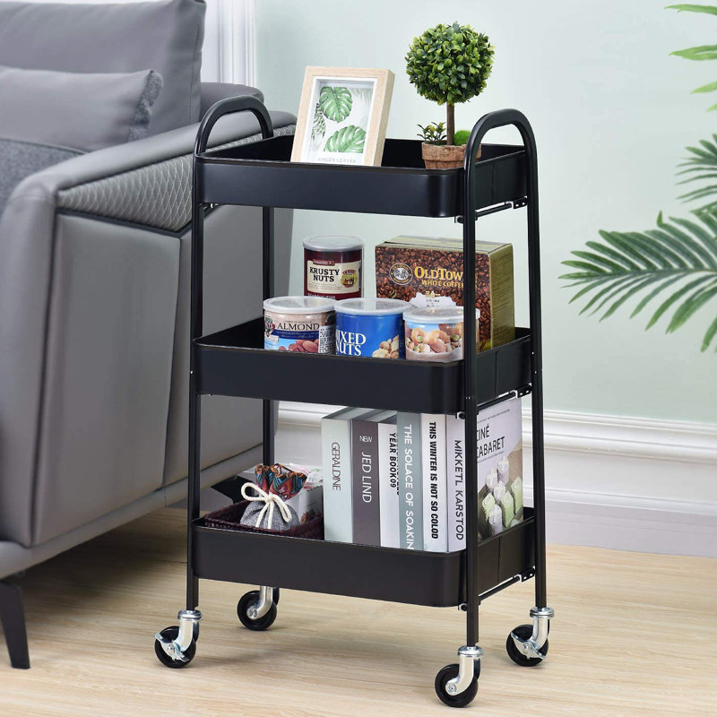 Kingrack 3 Tier Utility Rolling Cart With Large Storage And Metal