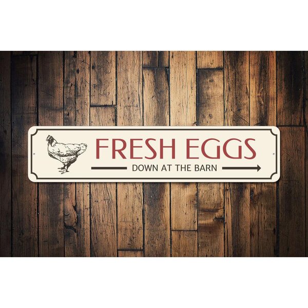 Open Road Brands Fresh Farm Eggs Metal Sign Vintage Farmhouse Kitchen Sign with Hen and Distressed Finish 