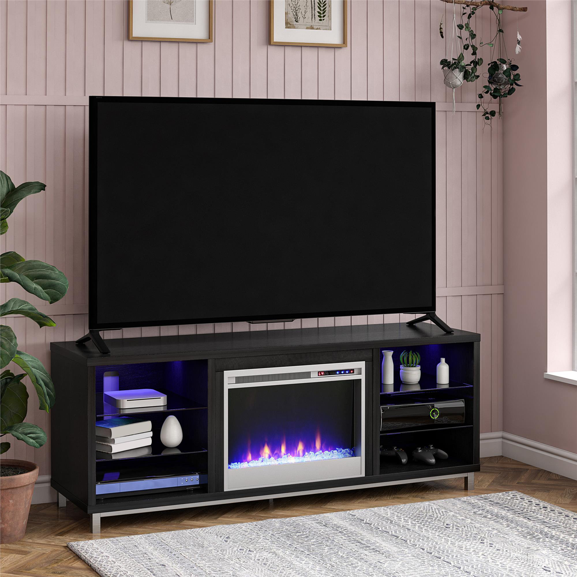 Latitude Run® Vaske TV Stand for TVs up to 70 with Fireplace Included 