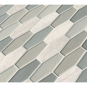 Europa Elongated Hexagon Glass/Stone Mosaic Tile in Beige (Set of 10)