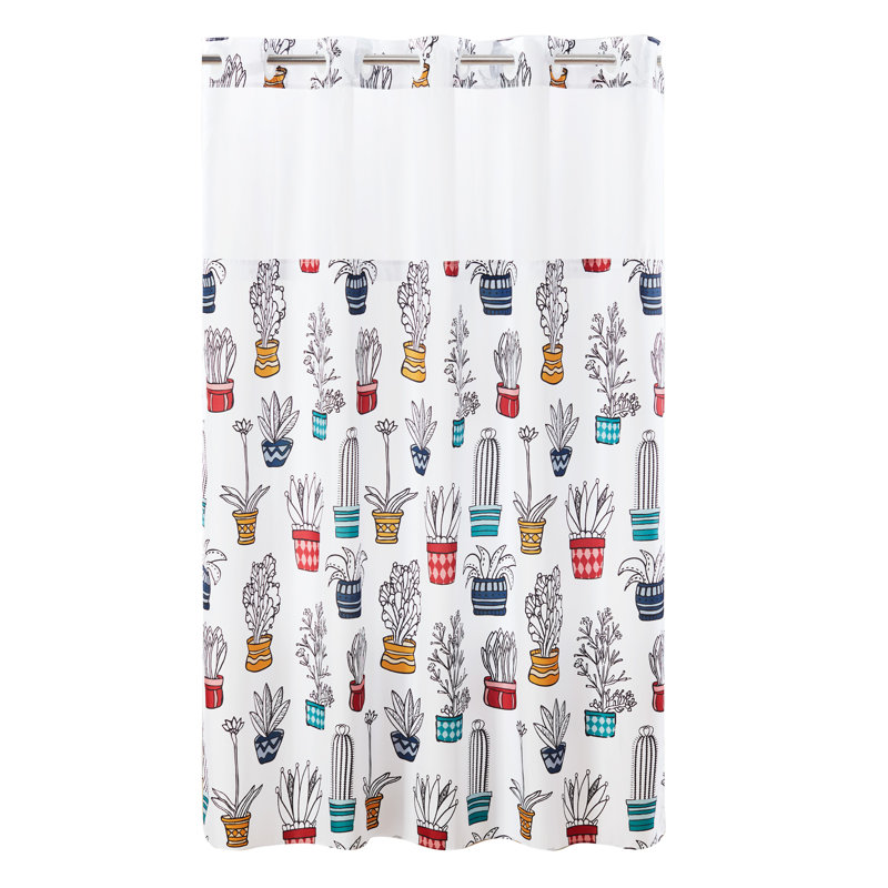 Hookless Shower Curtain Cactus With Peva Liner Multi Colored Reviews Wayfair