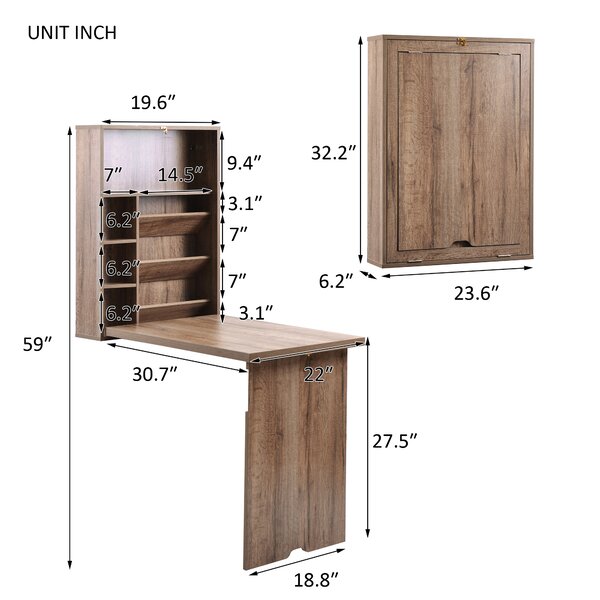 mitcham floating desk with hutch