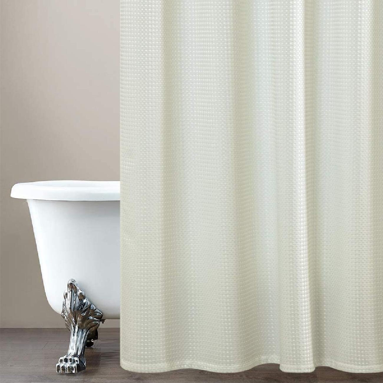 Latitude Run Waterproof Fabric Shower Curtain Ivory Color Wayfair