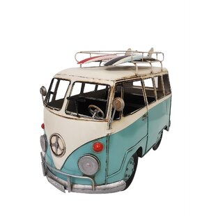 1967 Bus Tin Metal Car Model 12 With Surf Boards Automotive Decor 
