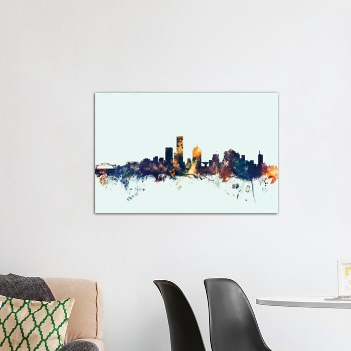 Skyline Series Milwaukee Wisconsin Usa Graphic Art On Wrapped Canvas In Blue