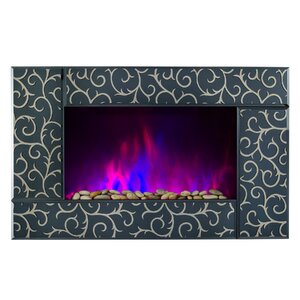 Pebble and Log Interchangeable Wall Mounted Electric Fireplace