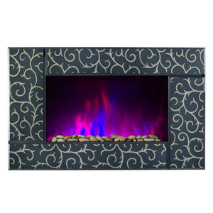 Pebble and Log Interchangeable Wall Mounted Electric Fireplace