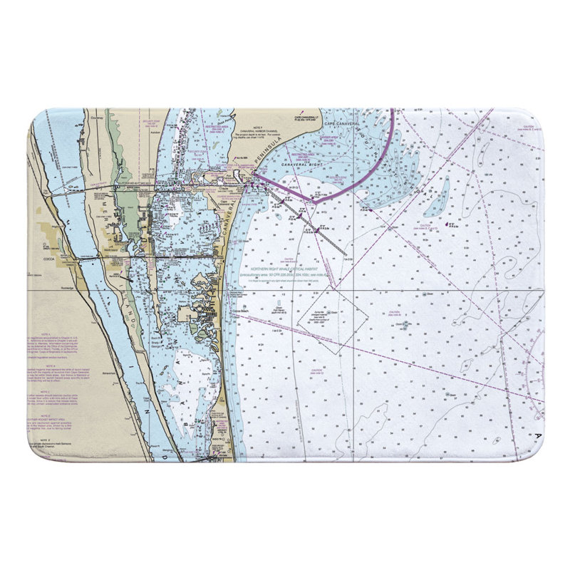 Breakwater Bay Nautical Chart Cocoa Merritt Island Canaveral Fl Rectangle Memory Foam Non Slip Bath Rug Wayfair