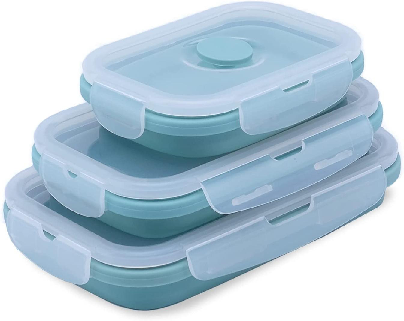 Set of 3 Collapsible Prep Storage Bowls with Snap on Plastic Lid Freezer and Dishwasher Safe Prosmart Kitchen Storage Containers are Microwave 