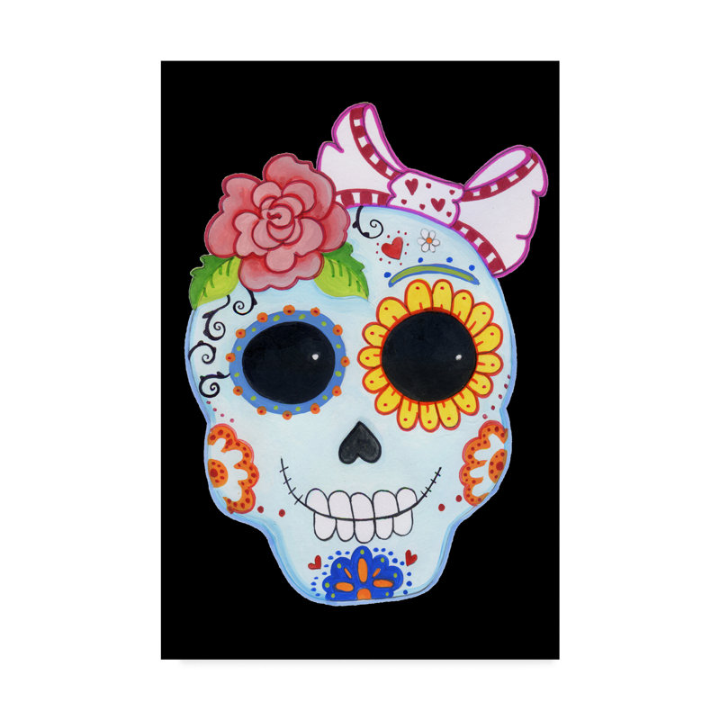 Trademark Art Sugar Skull Acrylic Painting Print On Wrapped Canvas Wayfair